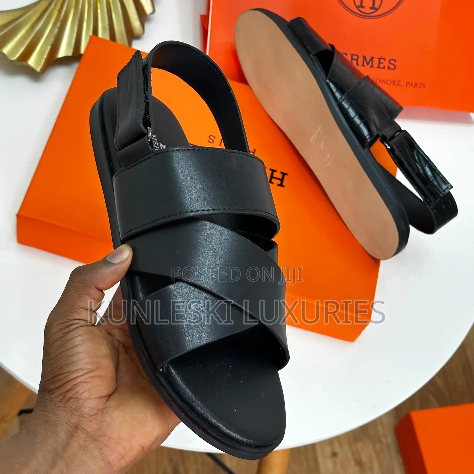 Original Hermes Leather Sandals in Two Design