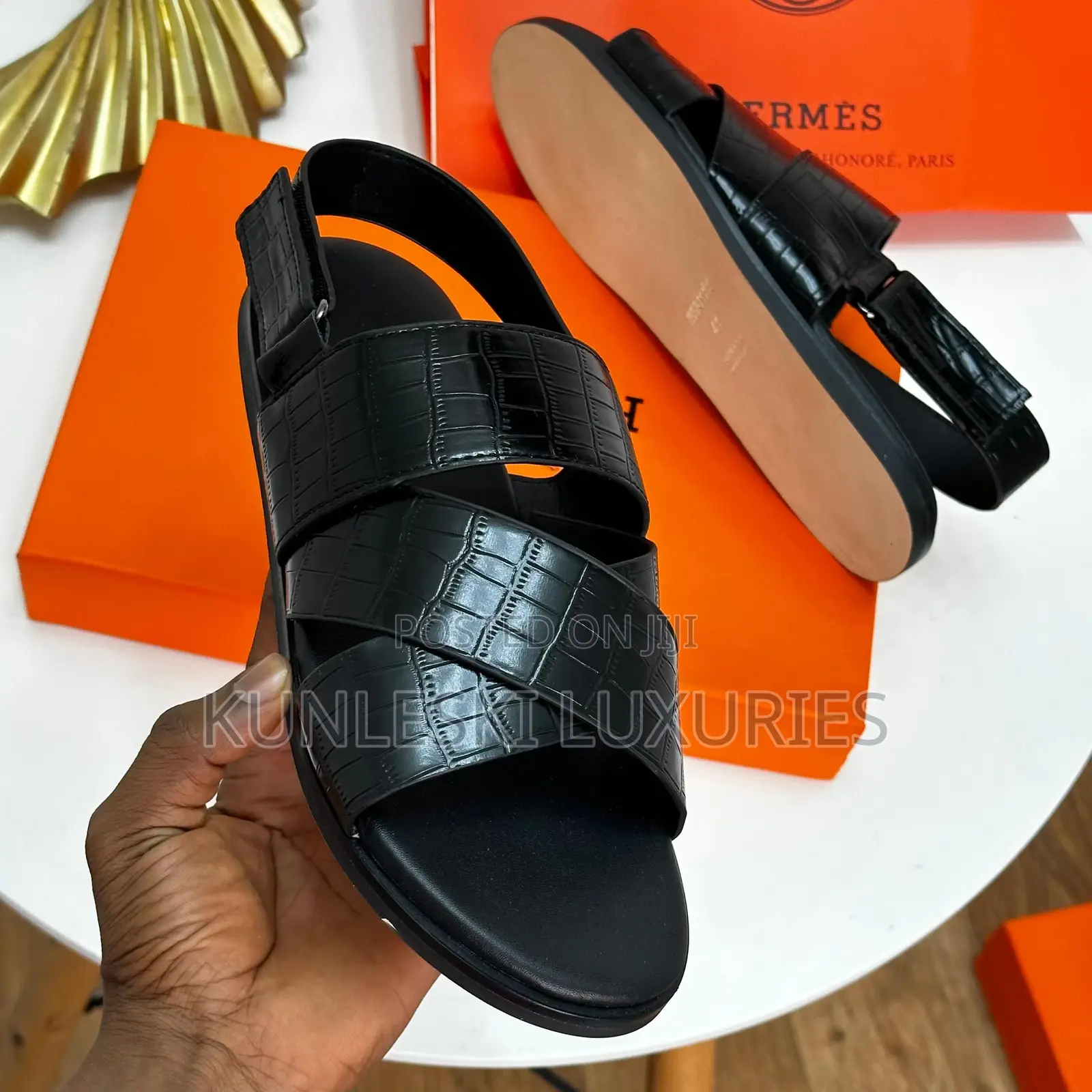 Original Hermes Leather Sandals in Two Design