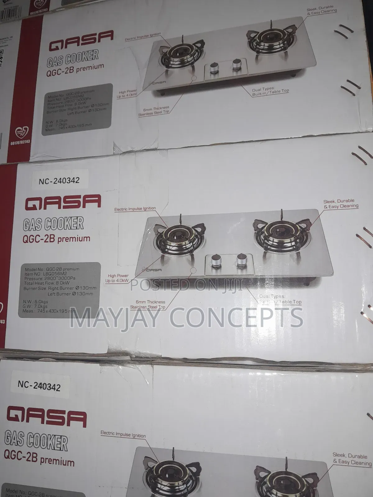 Qasa Built-in Flat Cabinet/Table Rustless Gas Cooker-4000w