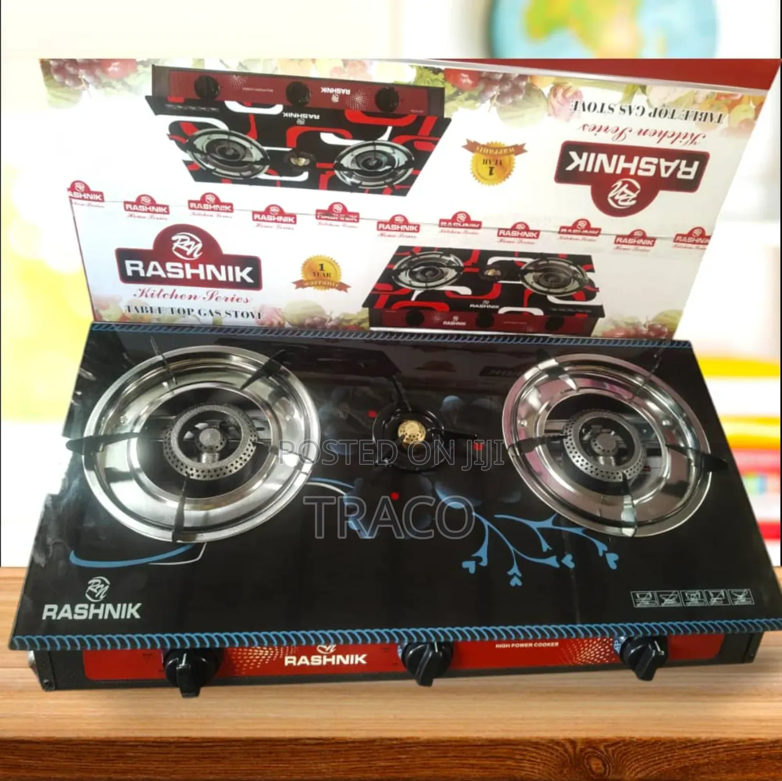 Rashnik 3 Burner Glass Table Top Gas Cooker
