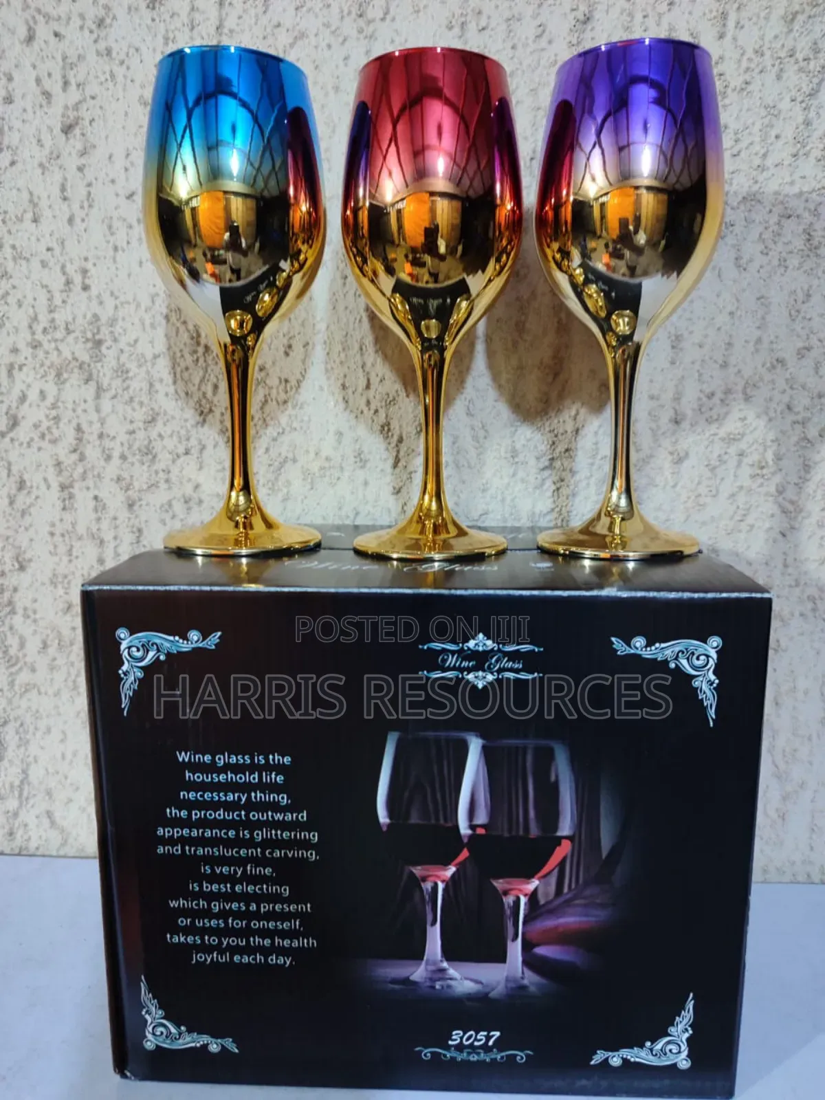 Golden Wine Glass Cup- 6pcs