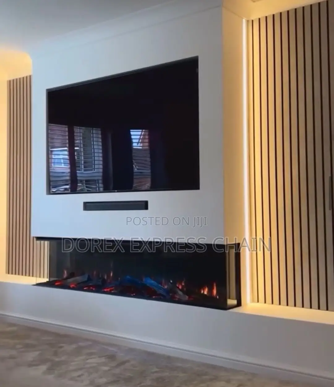 Scandinavian Simplicity Console With Fire Place - Good.