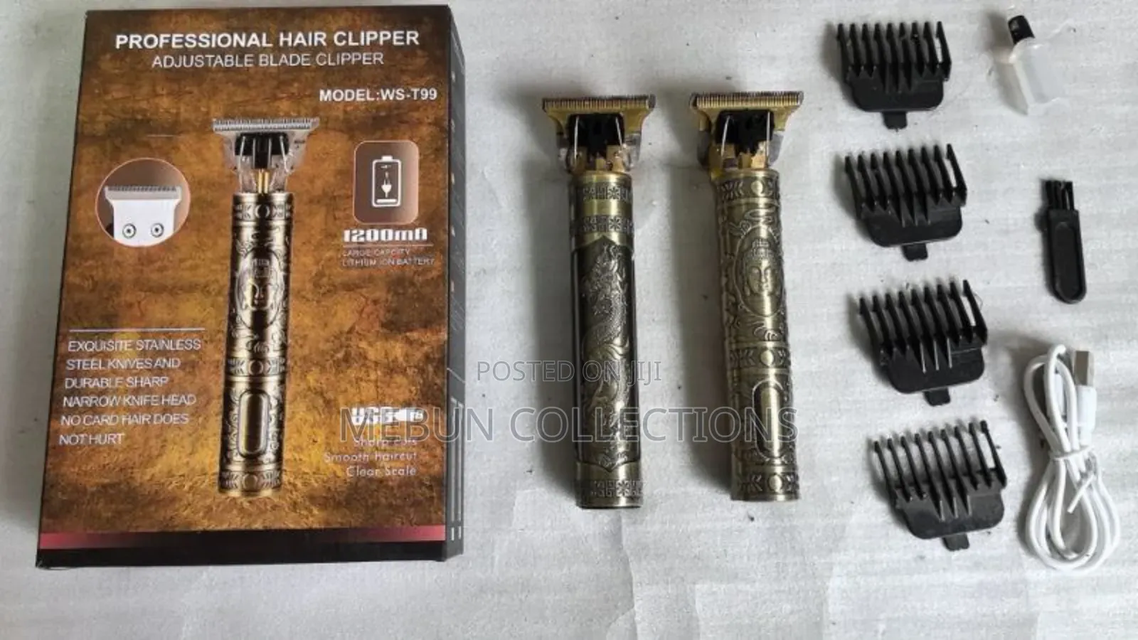 Professional Hair Clipper and Beard Trimmer, Gold, Ws-T99