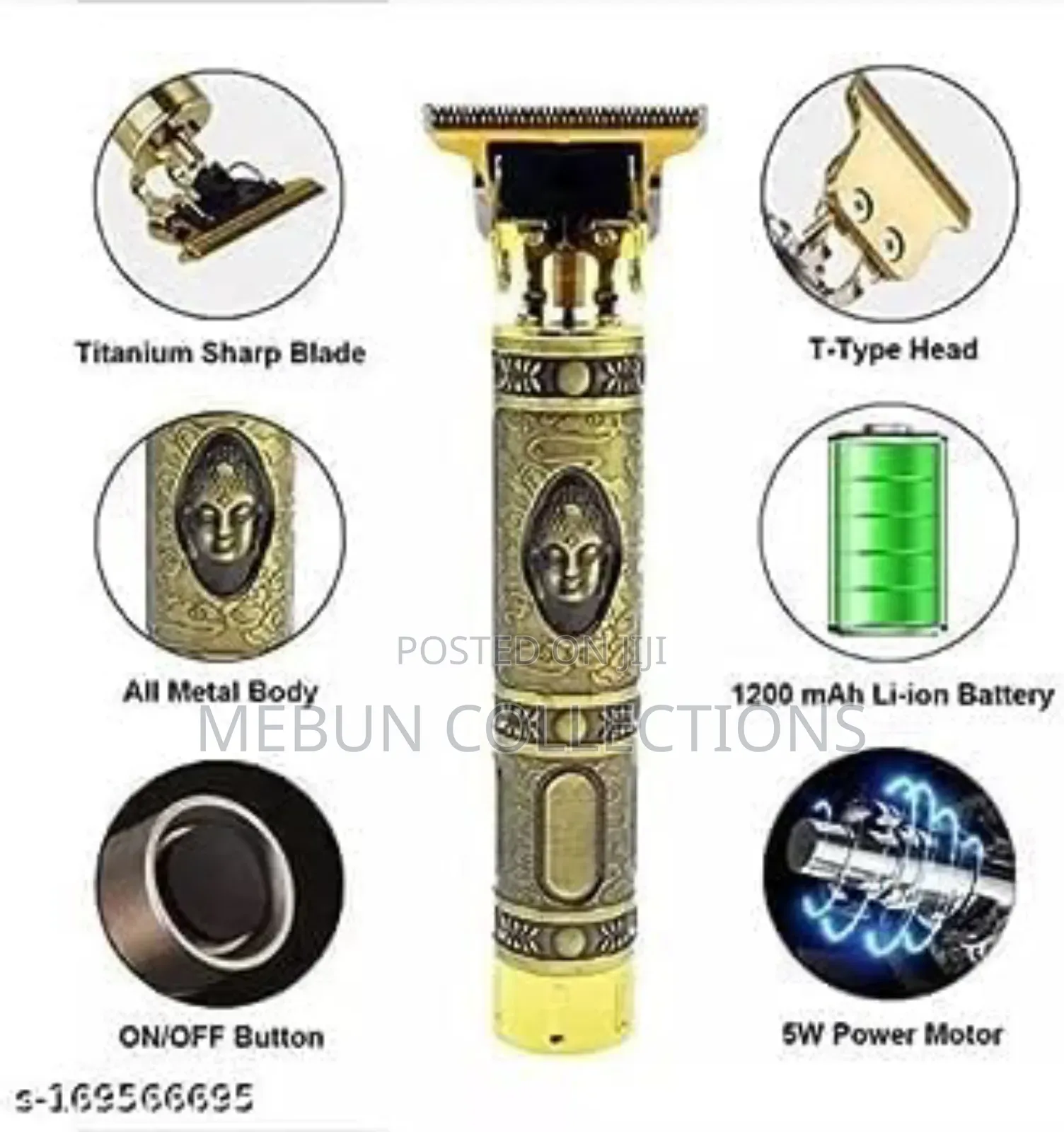 Professional Hair Clipper and Beard Trimmer, Gold, Ws-T99