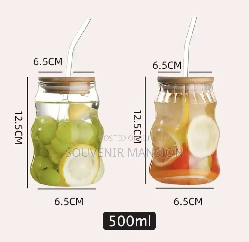 500ml Milk Glass Cup With Straw