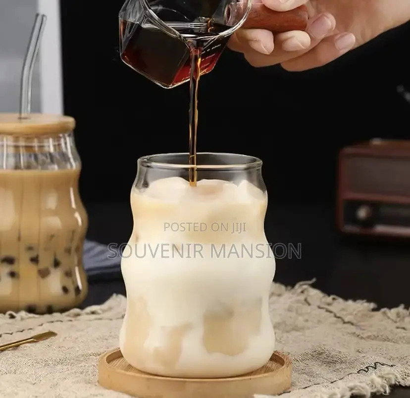 500ml Milk Glass Cup With Straw