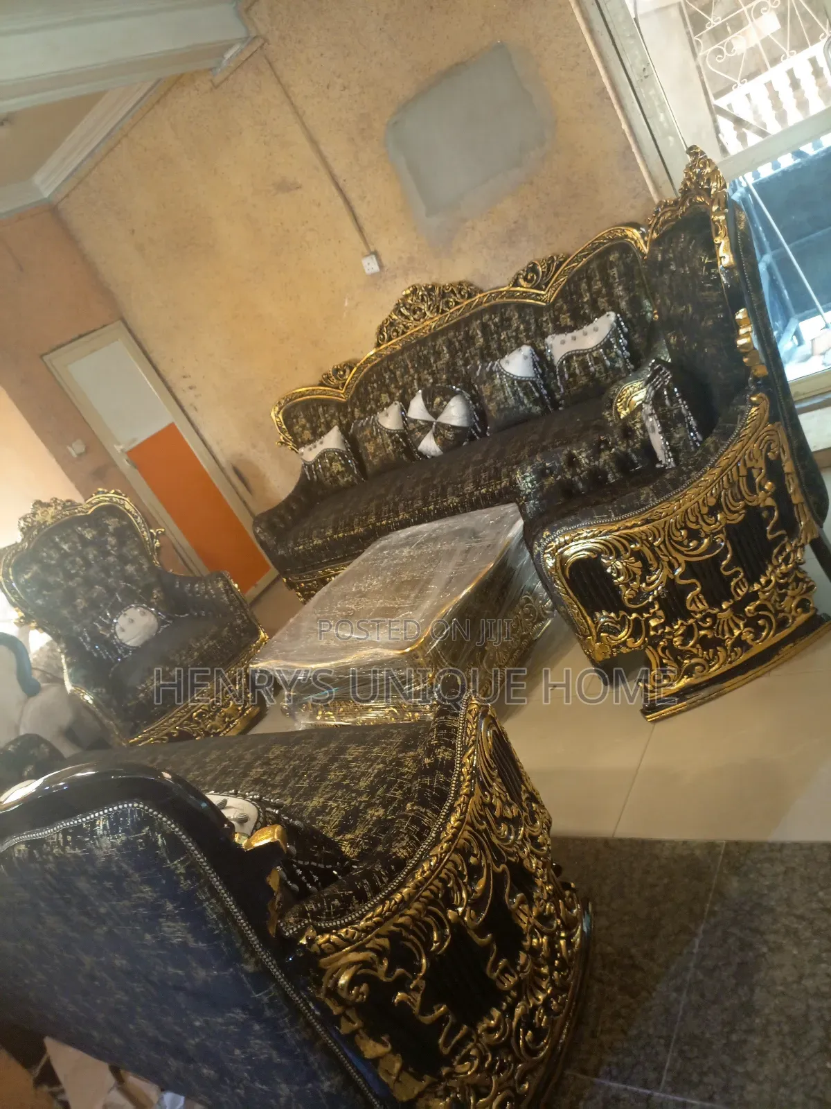 Egypt Black and Gold Sofa Chairs