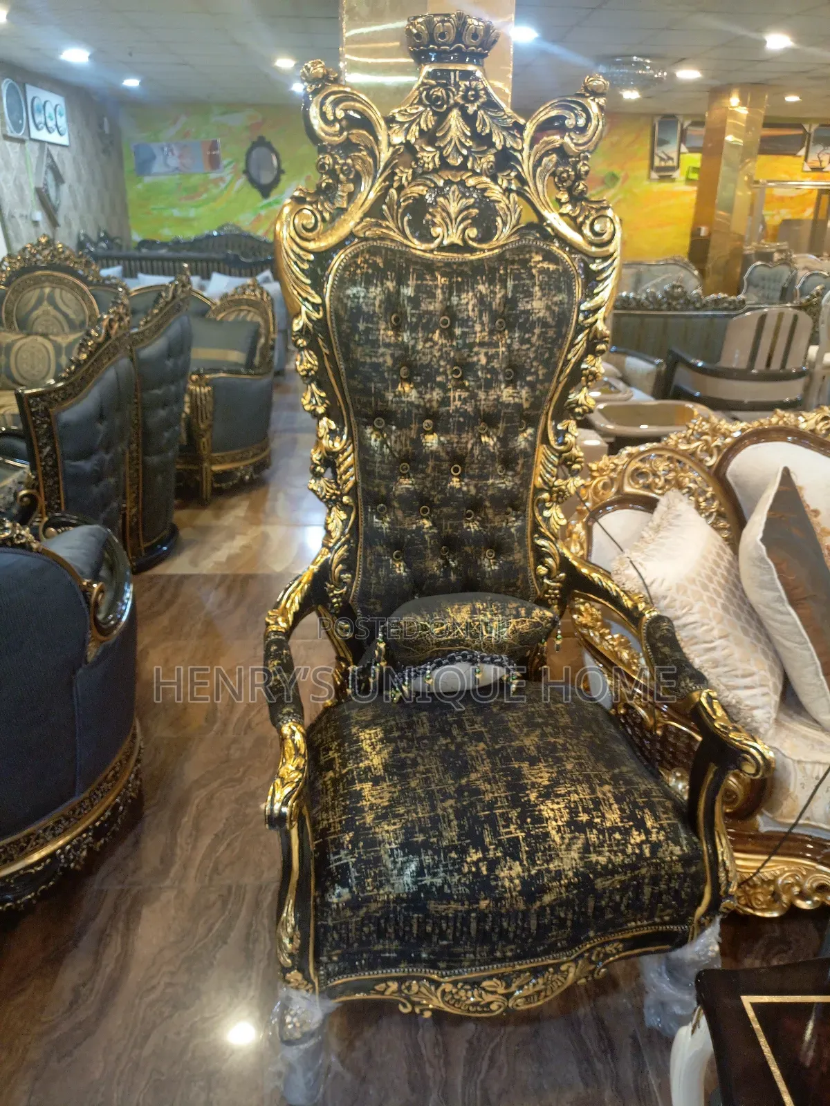 Egypt Black and Gold Sofa Chairs