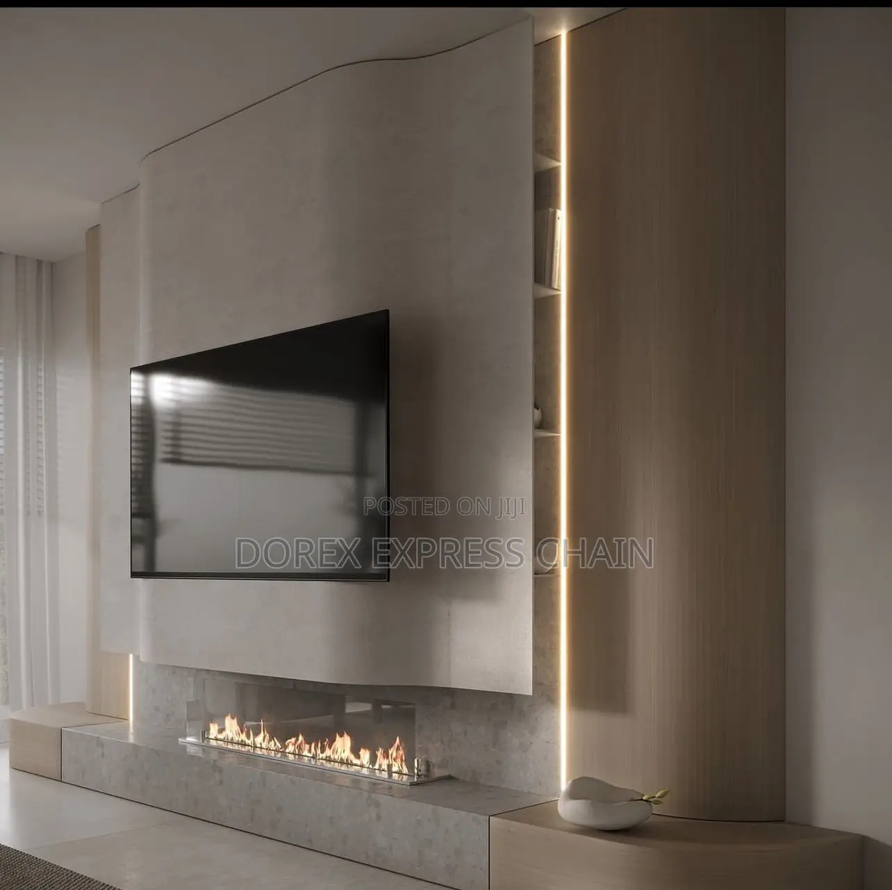 Semi Wide Floating Console With LED Lights