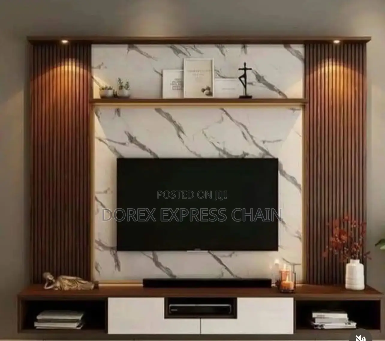 Wall To Wall Console With Storage Drawers And Shelving