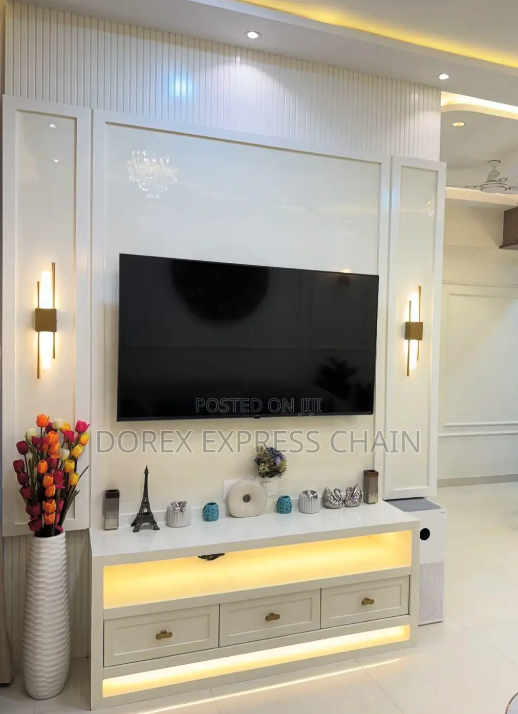Glossy Wood Floating Console