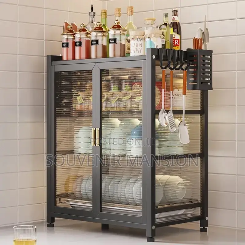 Multi Layer Double Door Dish Rack With Cover
