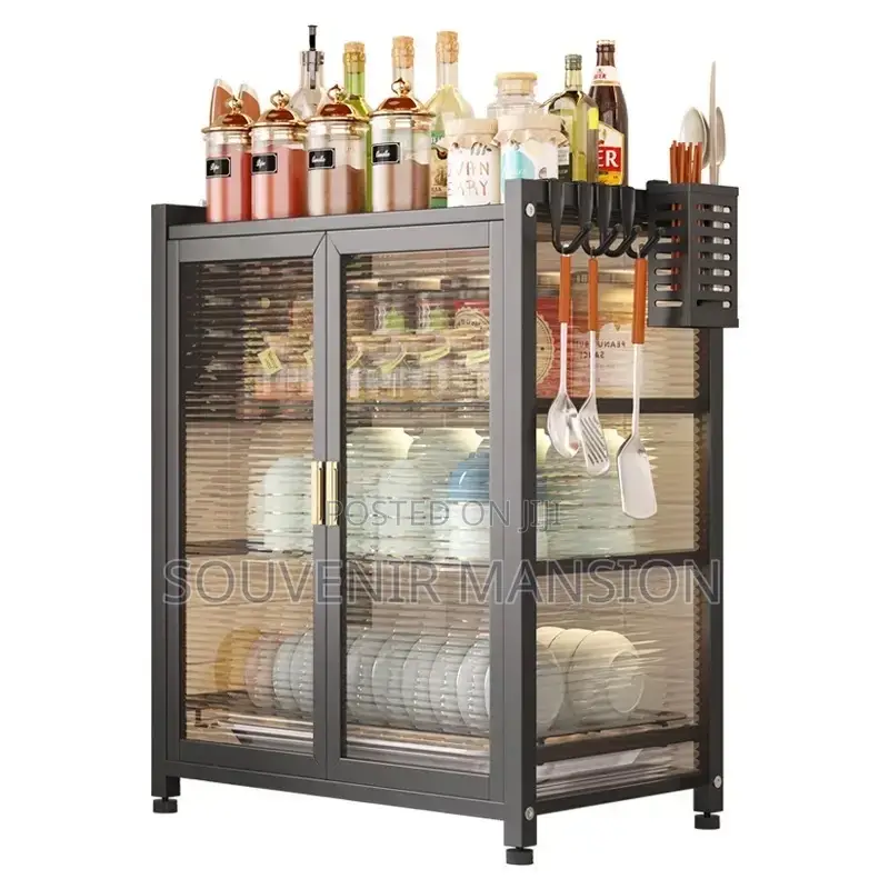 Multi Layer Double Door Dish Rack With Cover