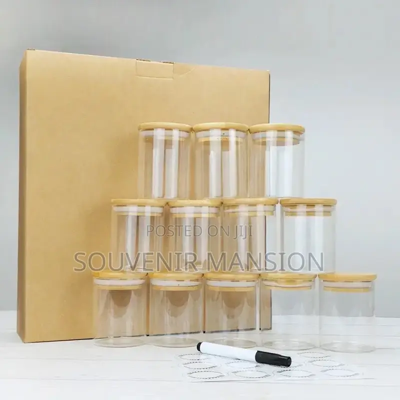 12pcs Spice Jar Set of Pack With Bamboo Cover