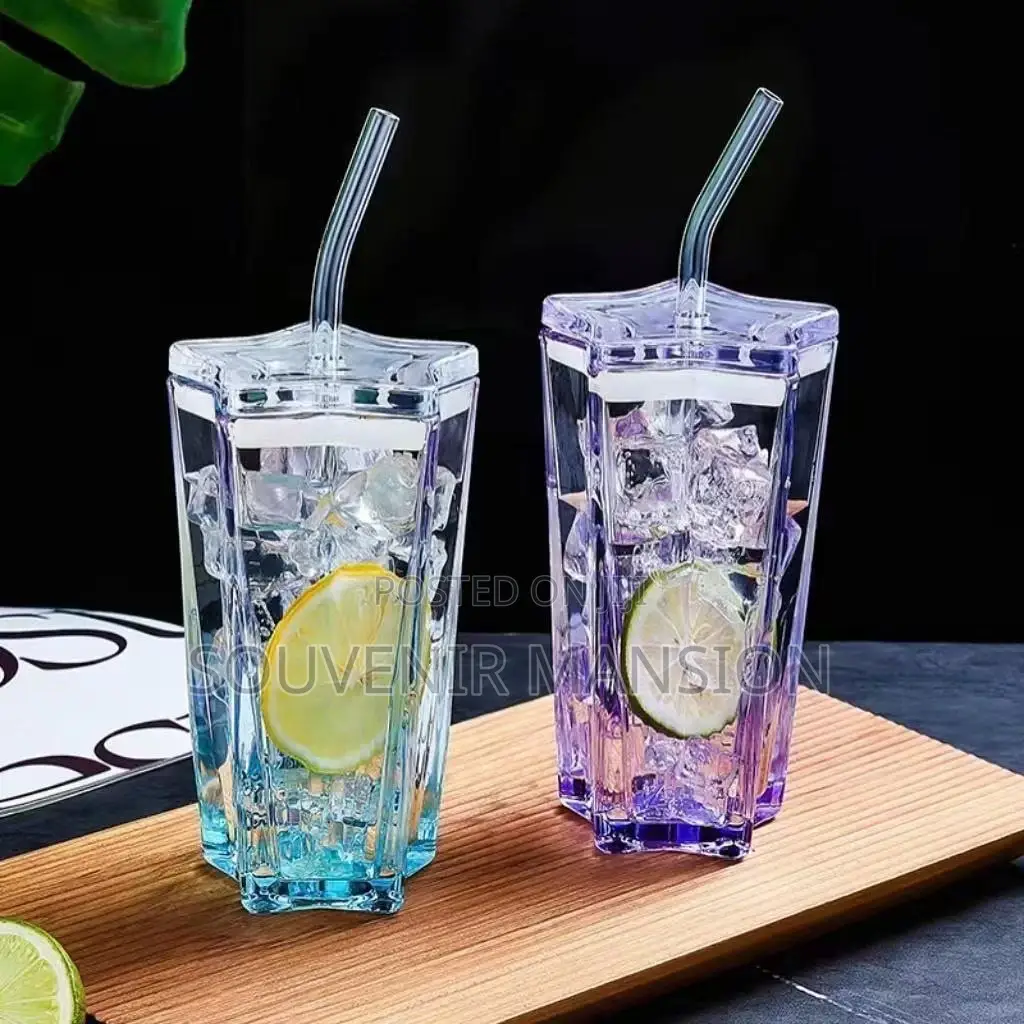 Star Glass Cup With Lid