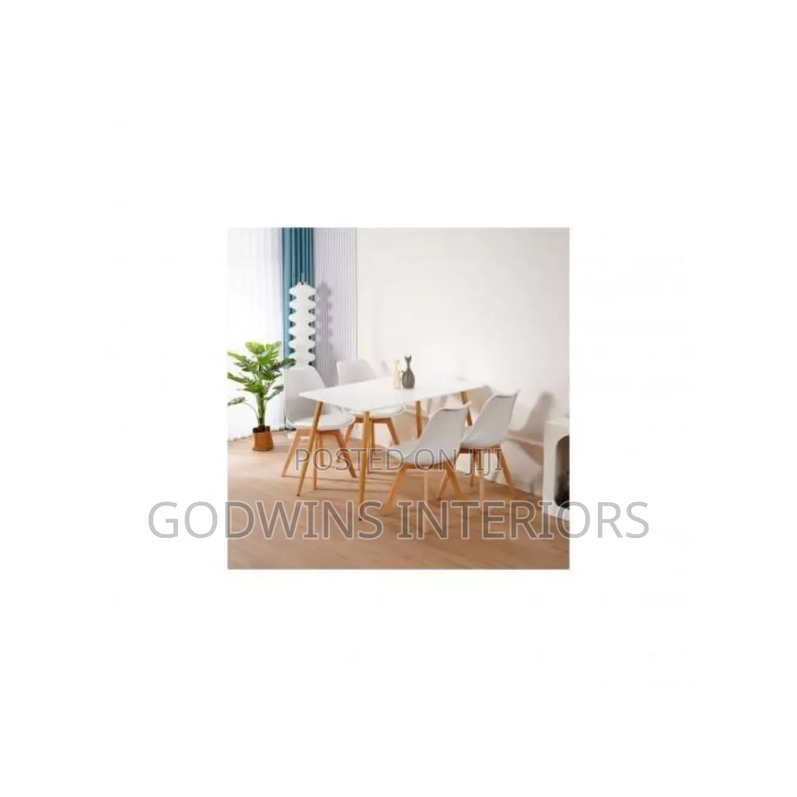 Rectangular Beechwood Dining Table With 4 Sitting Chairs