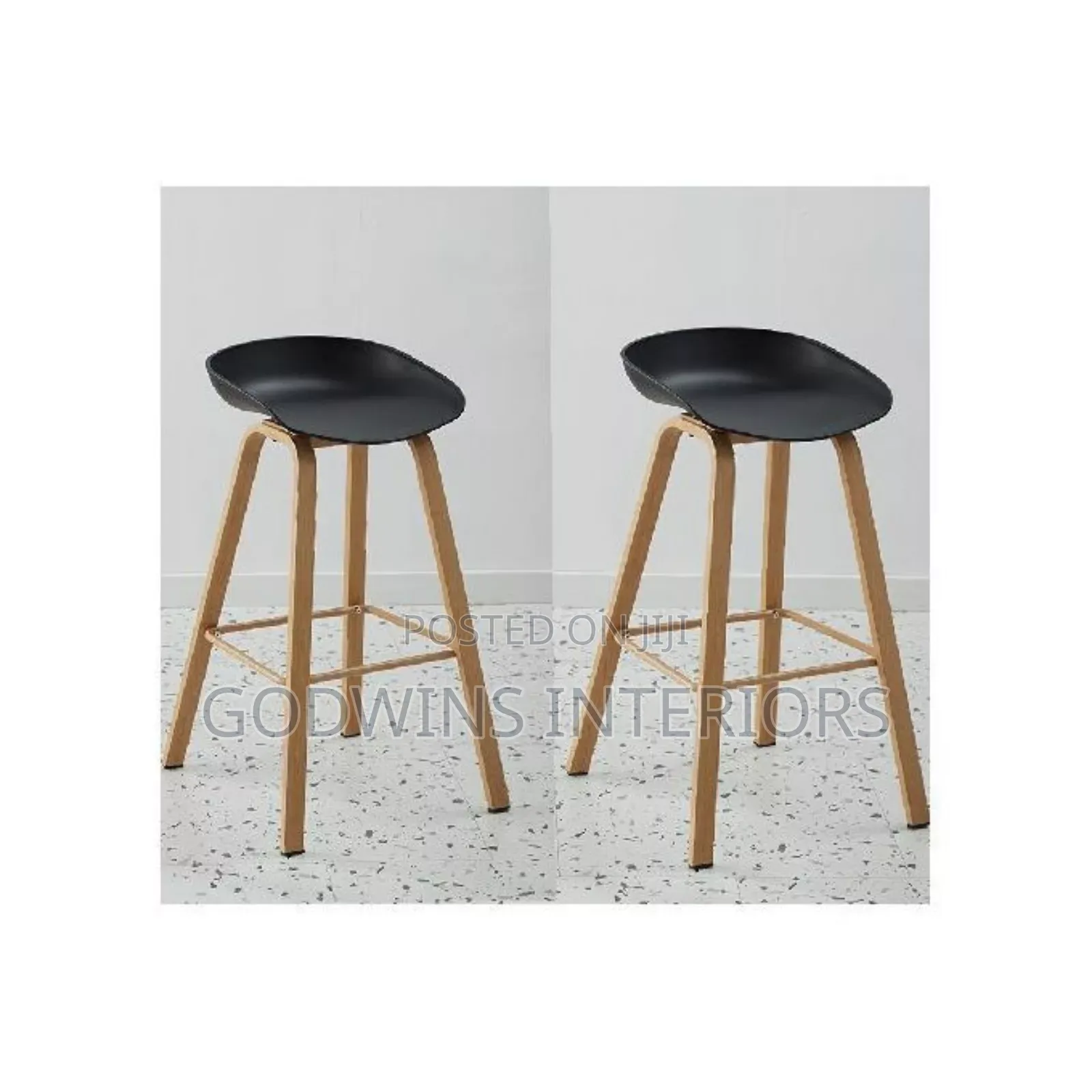 Strong Durable Plastic Bar Stool on Metal Legs(Set of 2)