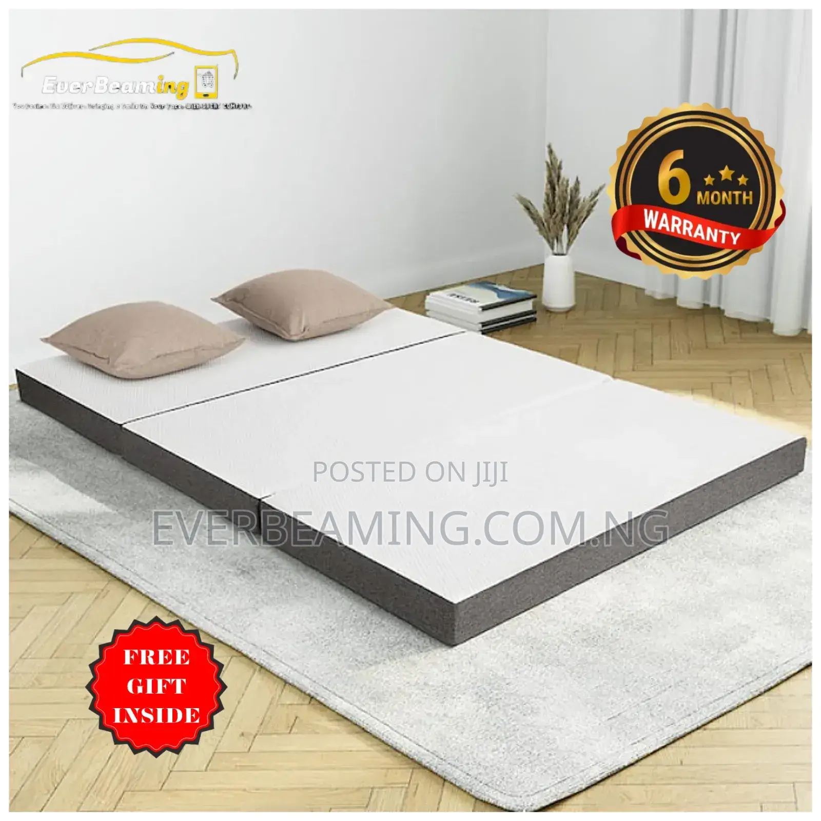 Portable Camping Picnic and Outdoors Foldable Mattress White and Grey