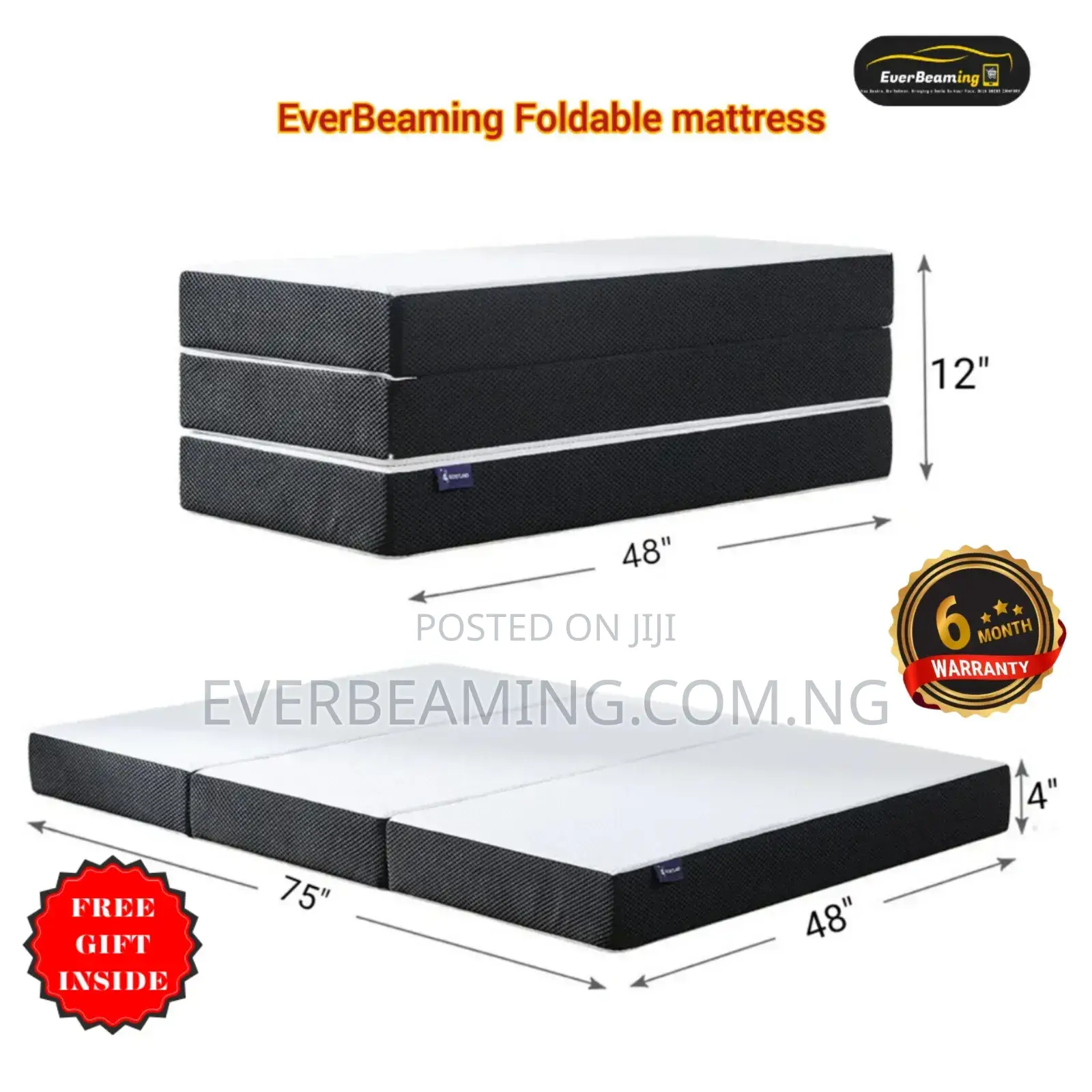Portable Camping Picnic and Outdoors Foldable Mattress White and Grey
