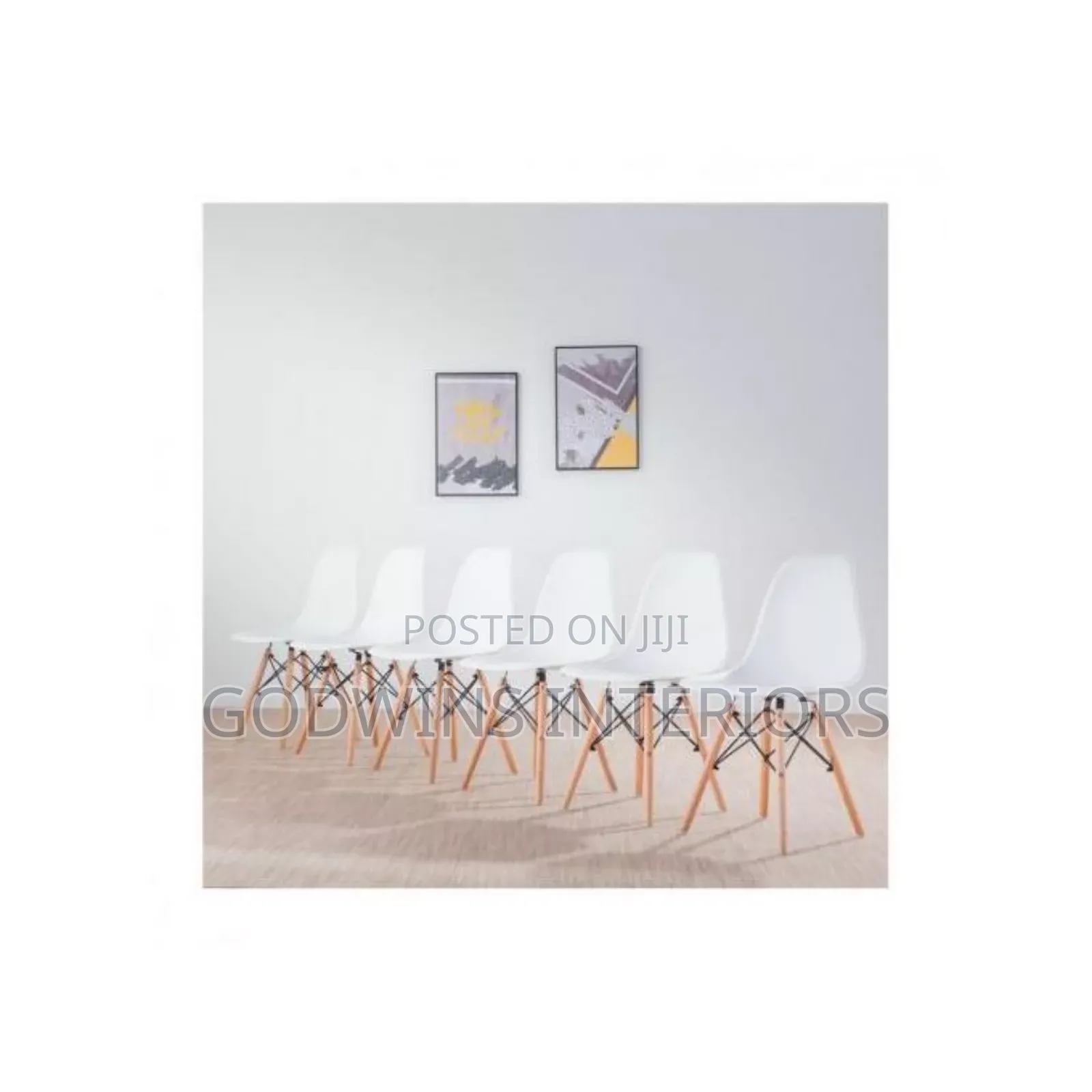 Dinning Plastic Chair With Wooden Leg- Set of 6