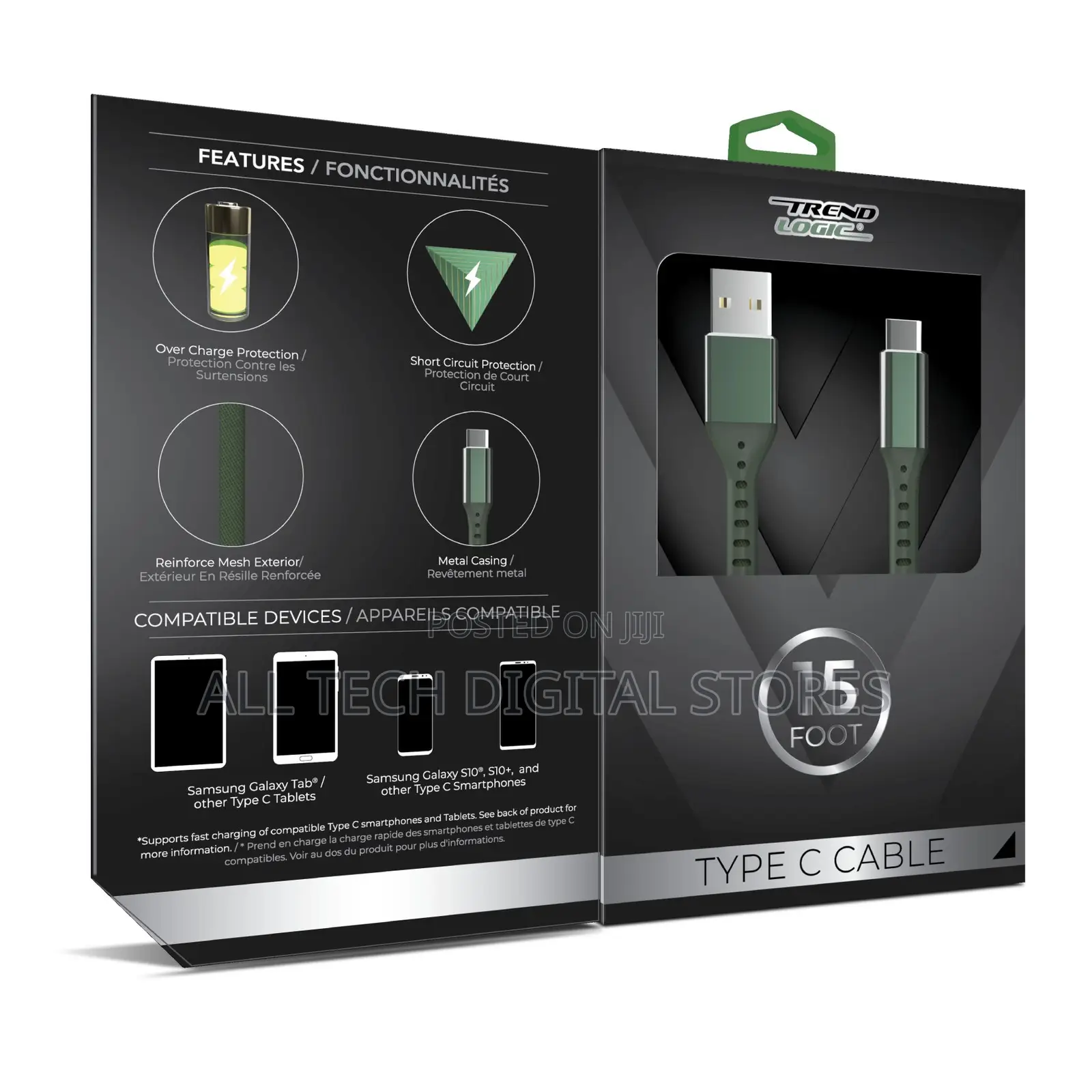 Trend Logic Fast Charging 15 Foot Type C to Usb-A