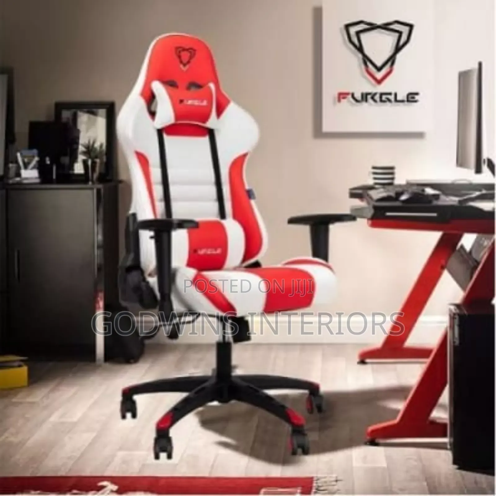 Furgle Custom Home Studio Ergonomic Chair - Red White