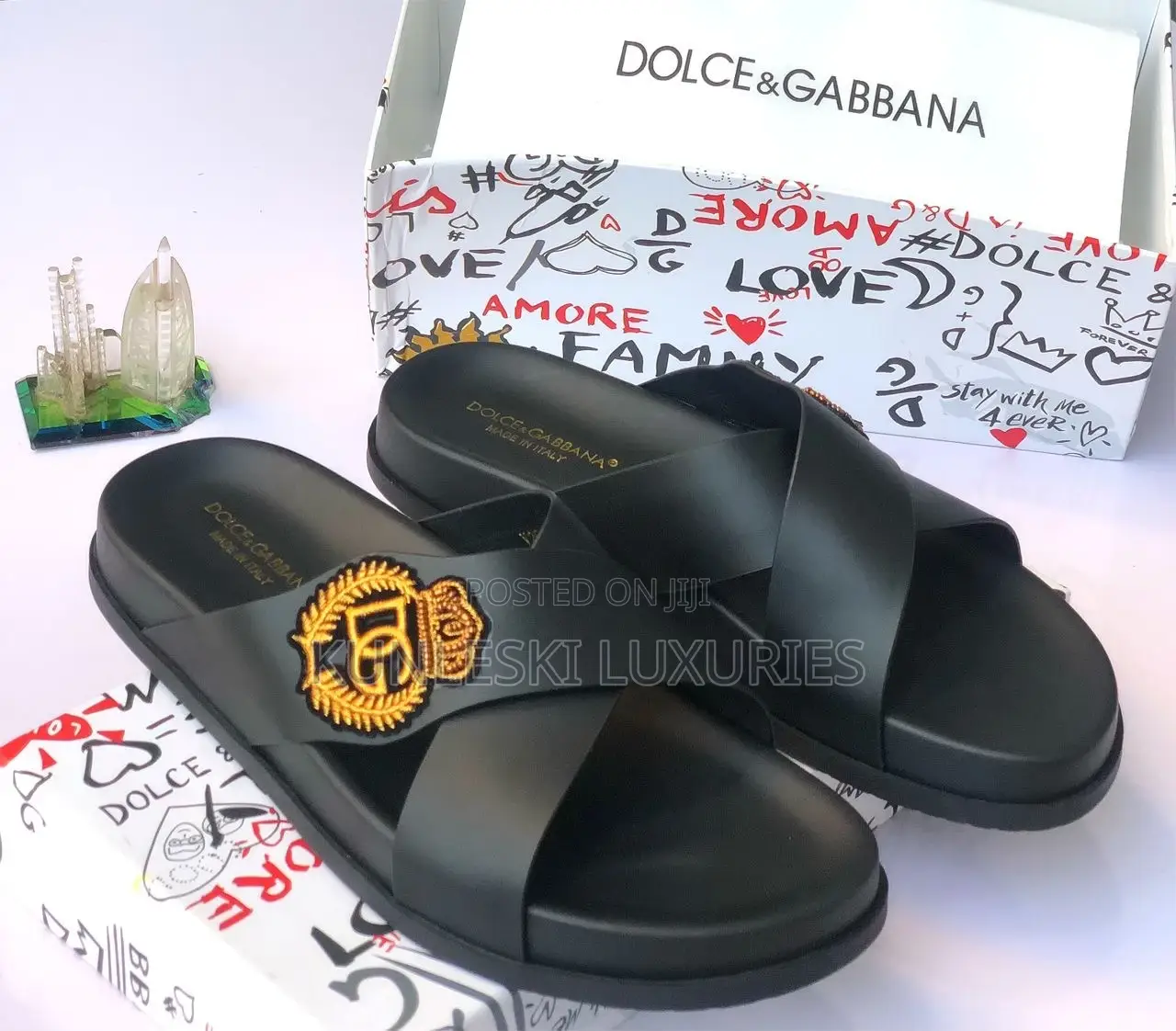 Original Dolce Gabbana Leather Slippers for Men