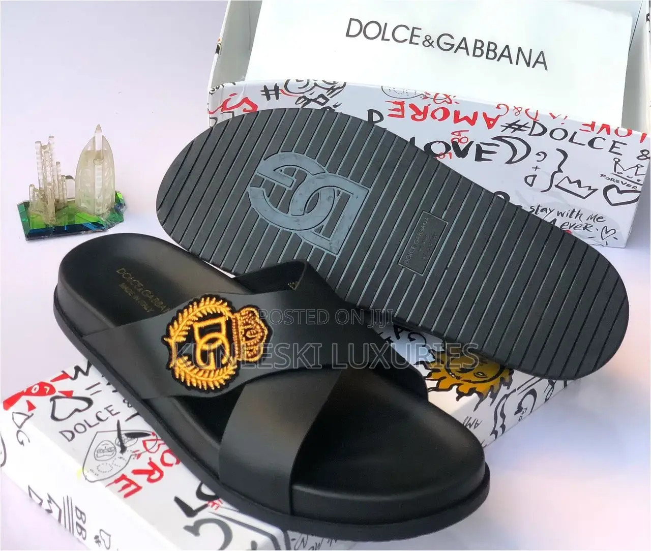 Original Dolce Gabbana Leather Slippers for Men