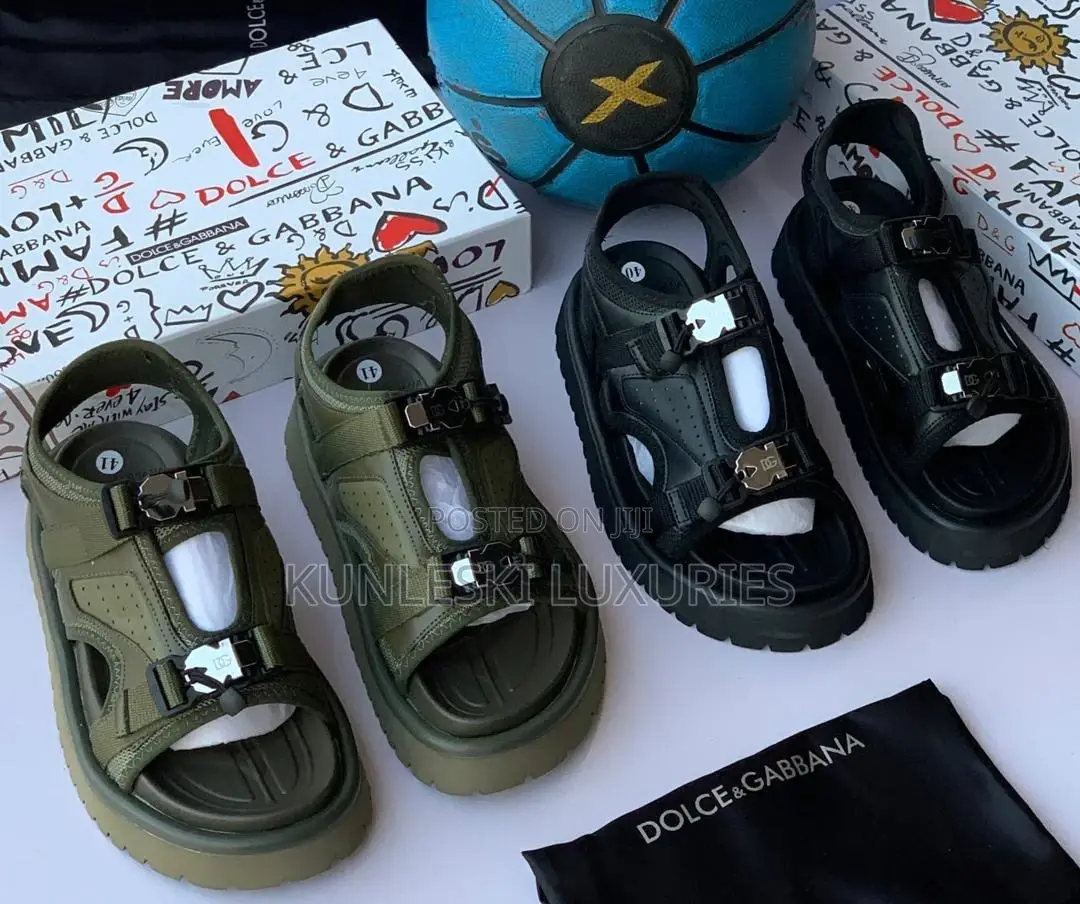 Original Dolce Gabbana Black Leather Sandals