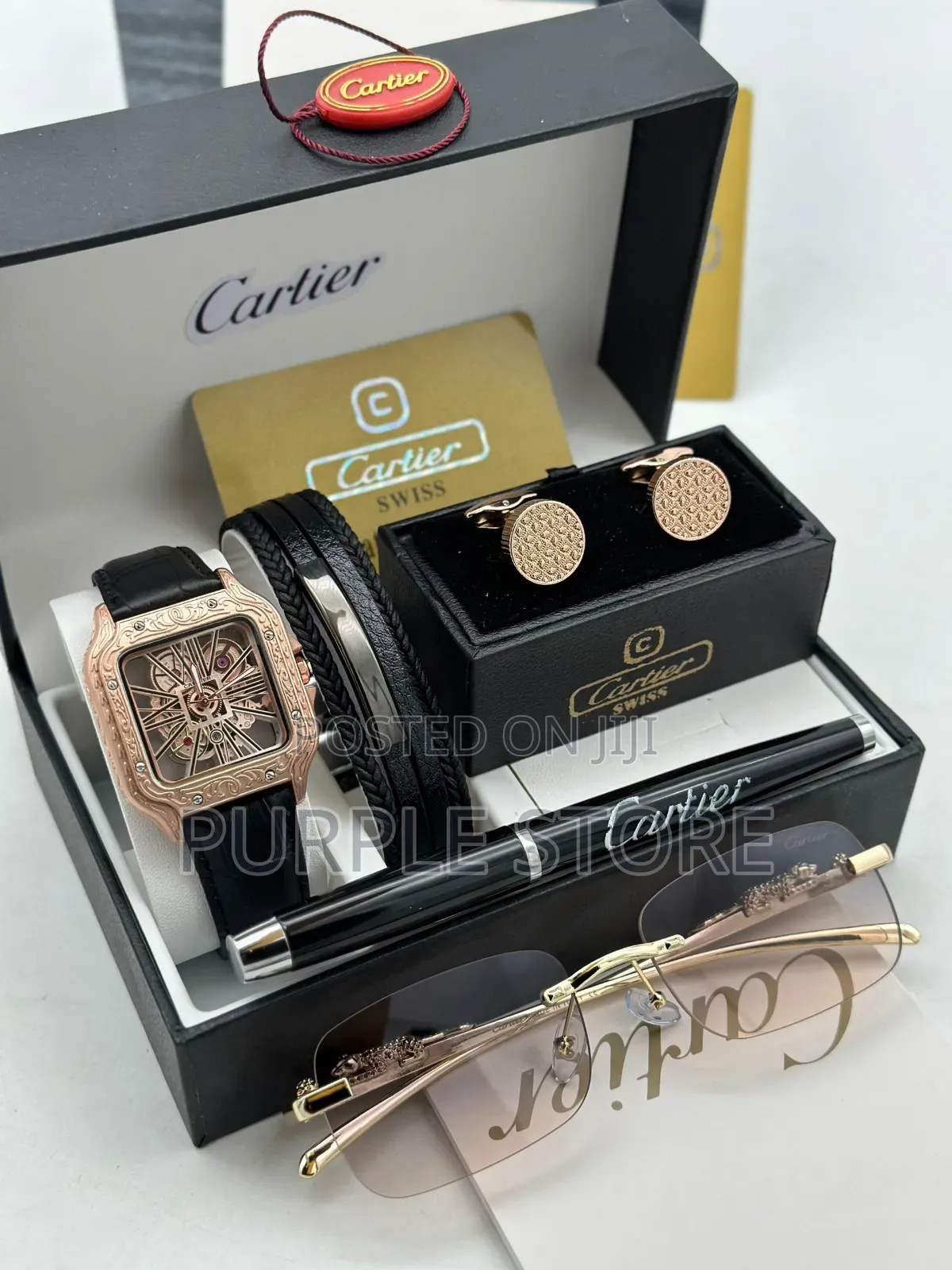 Cartier Men's Watch, Bracelet, Glasses,Cufflinks and Pen Set