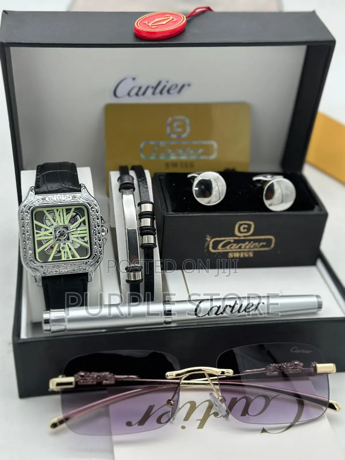 Cartier Men's Watch, Bracelet, Glasses,Cufflinks and Pen Set