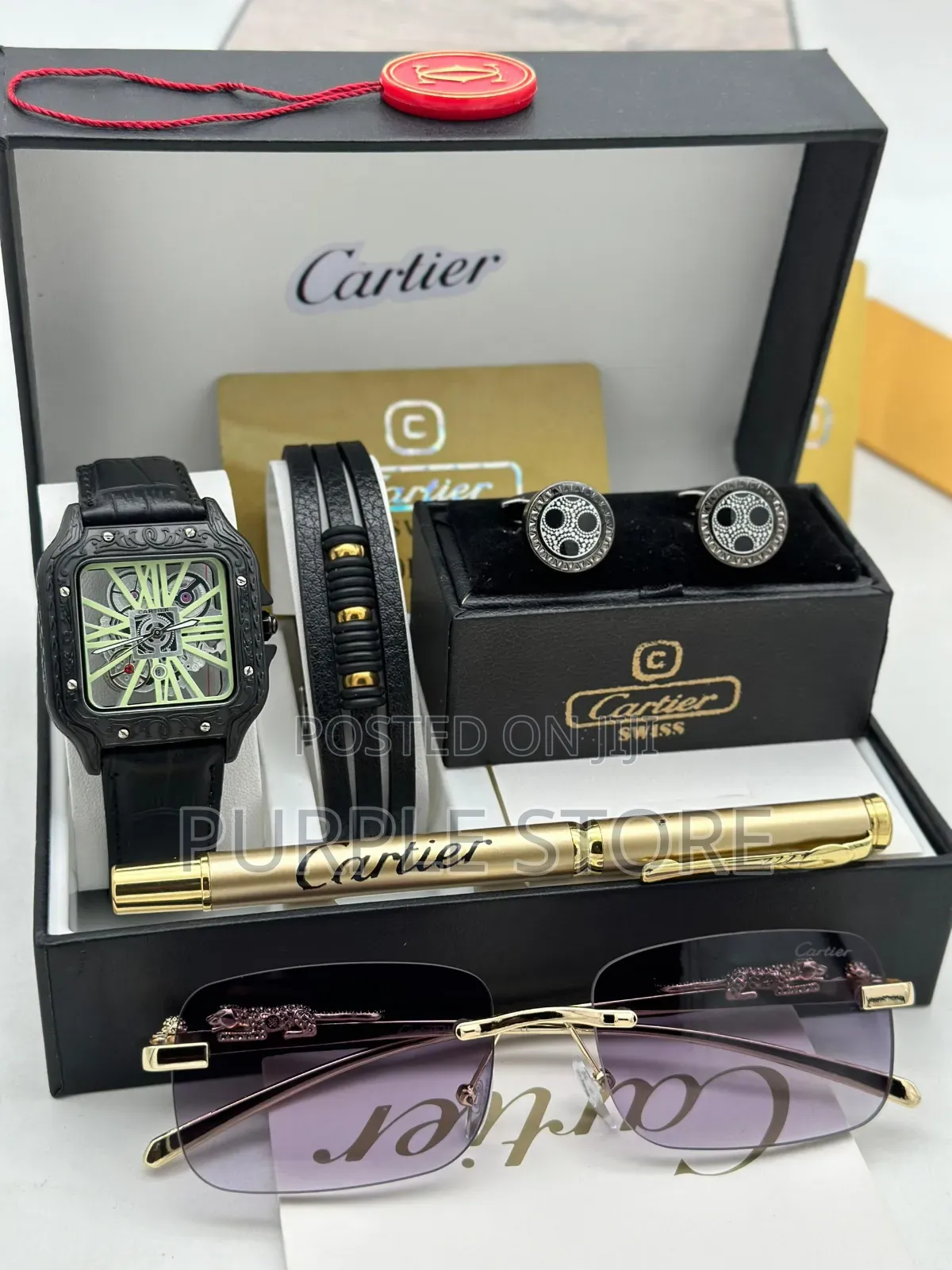 Cartier Men's Watch, Bracelet, Glasses,Cufflinks and Pen Set