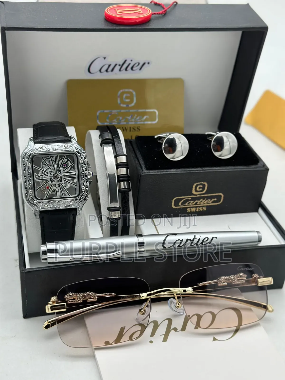 Cartier Men's Watch, Bracelet, Glasses,Cufflinks and Pen Set