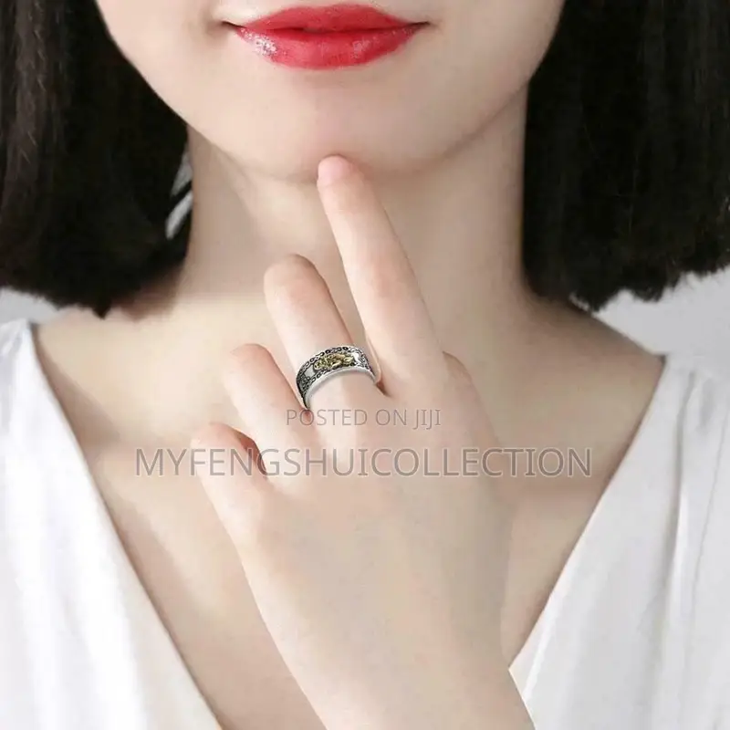 Fortified Feng Shui Pixiu Mantra Ring for Wealth and Goodluck