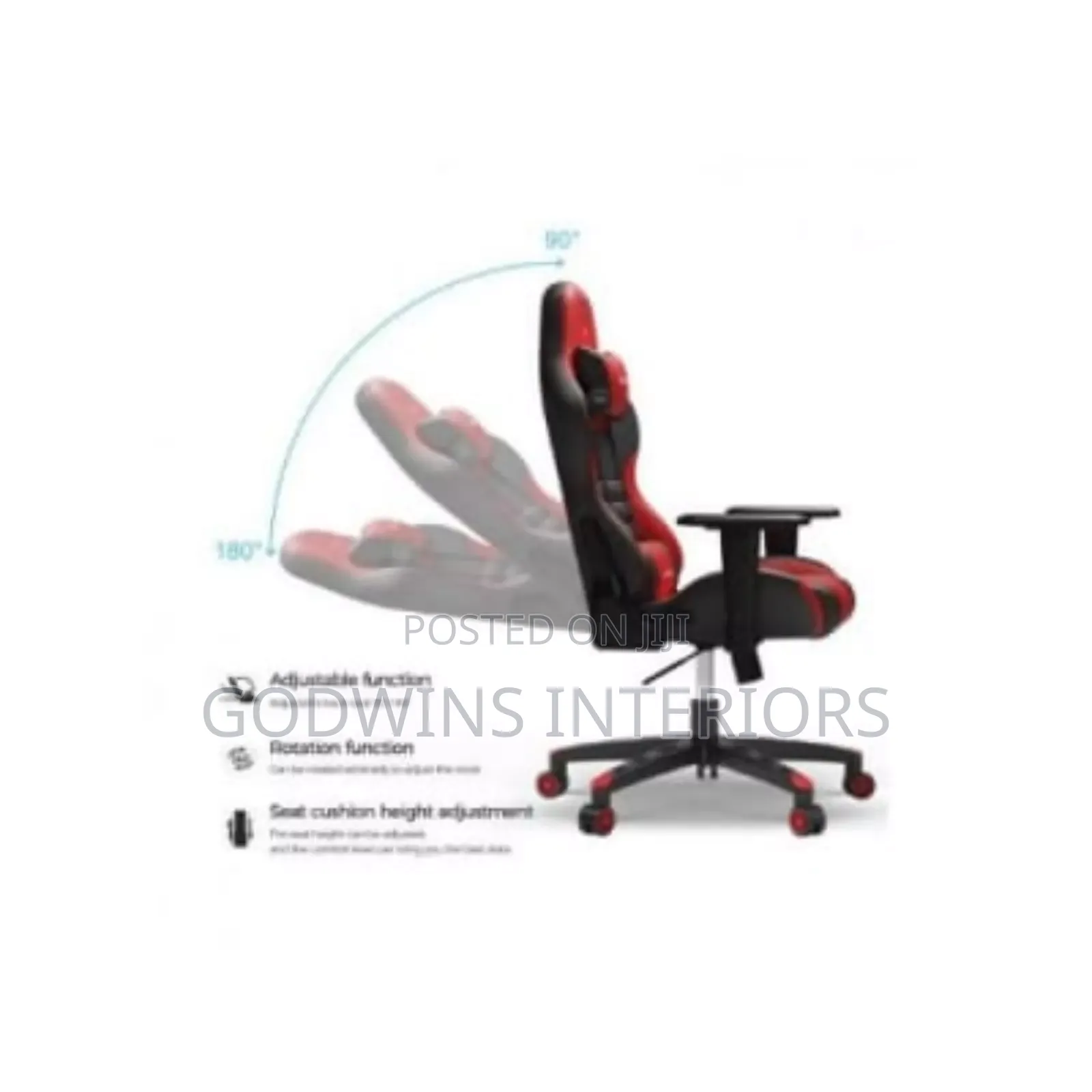 Furgle Gaming Chair With Footrest - Black/Red