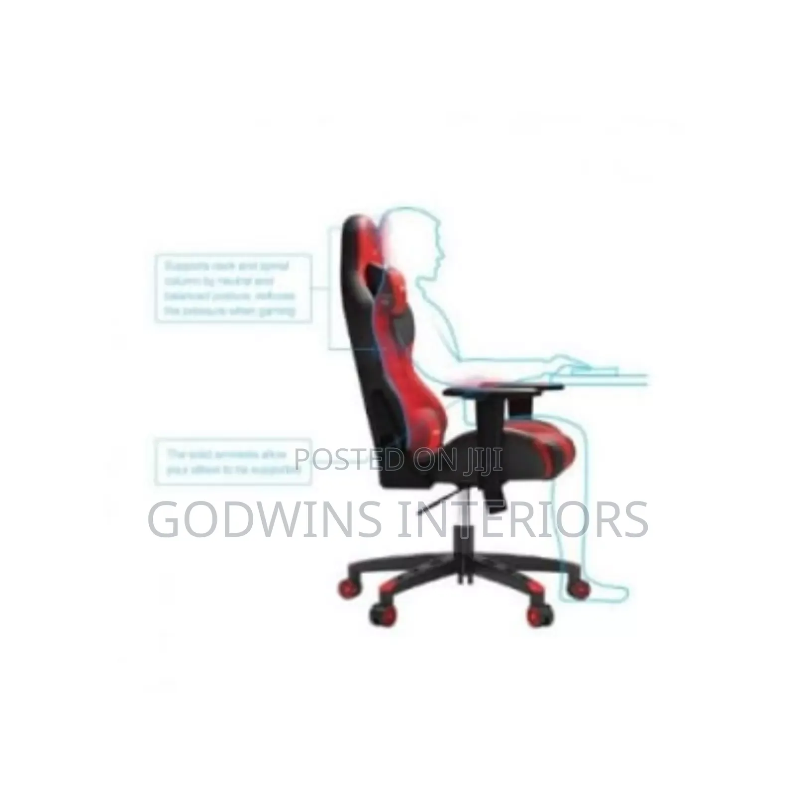 Furgle Gaming Chair With Footrest - Black/Red