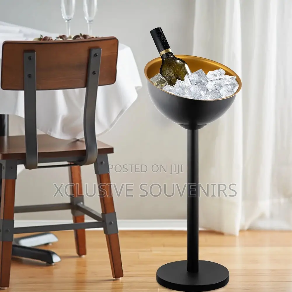 Luxury Stainless Steel Champagne Ice Buckets With Stand Bar