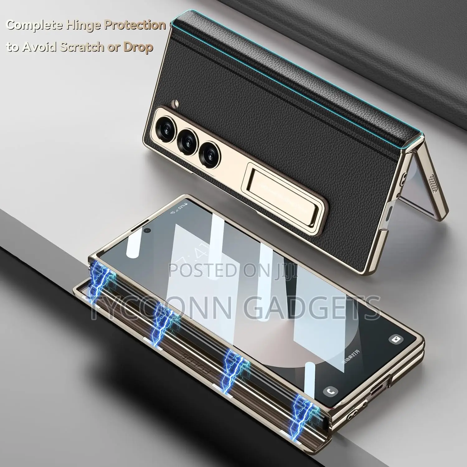 Samsung Z Fold 6 Case Leather Edge Cover , Screen Protector