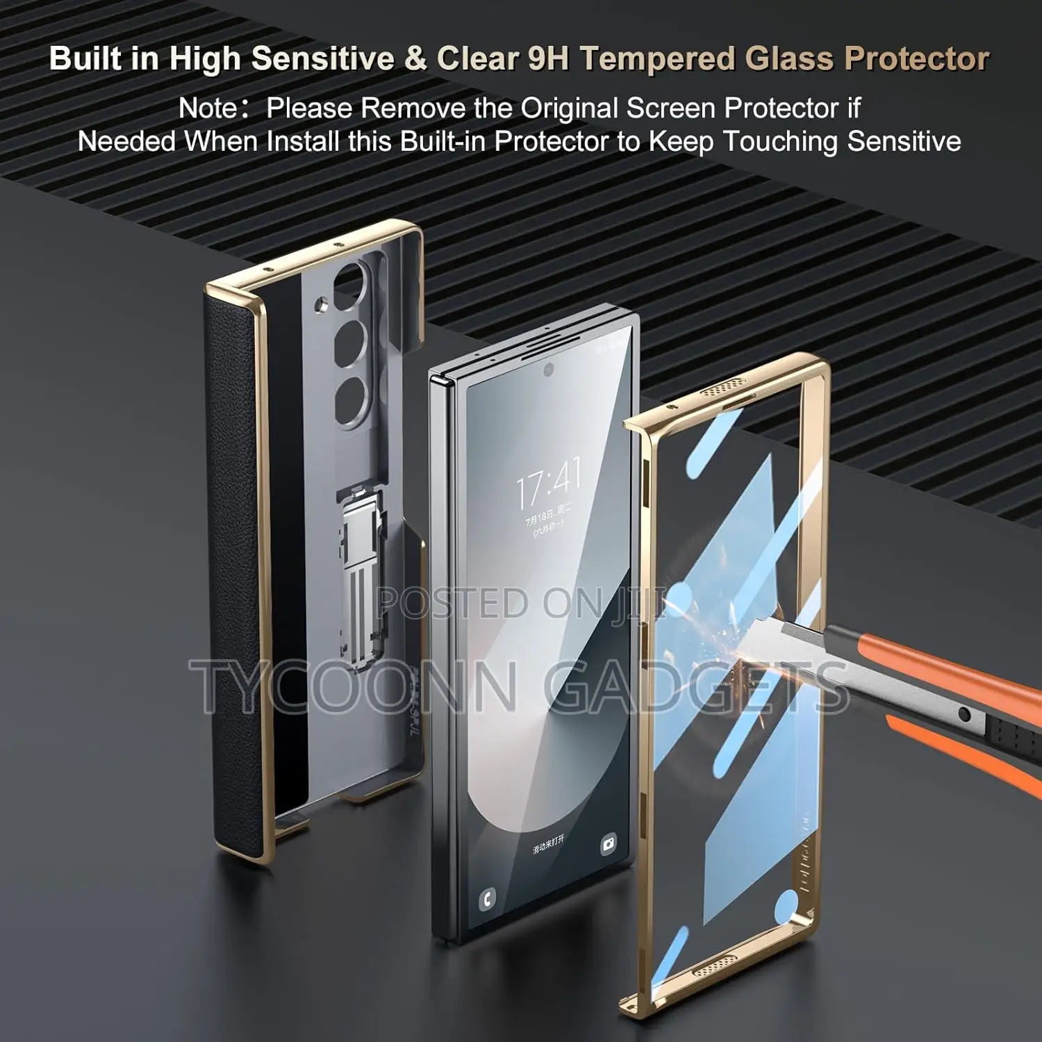 Samsung Z Fold 6 Case Leather Edge Cover , Screen Protector