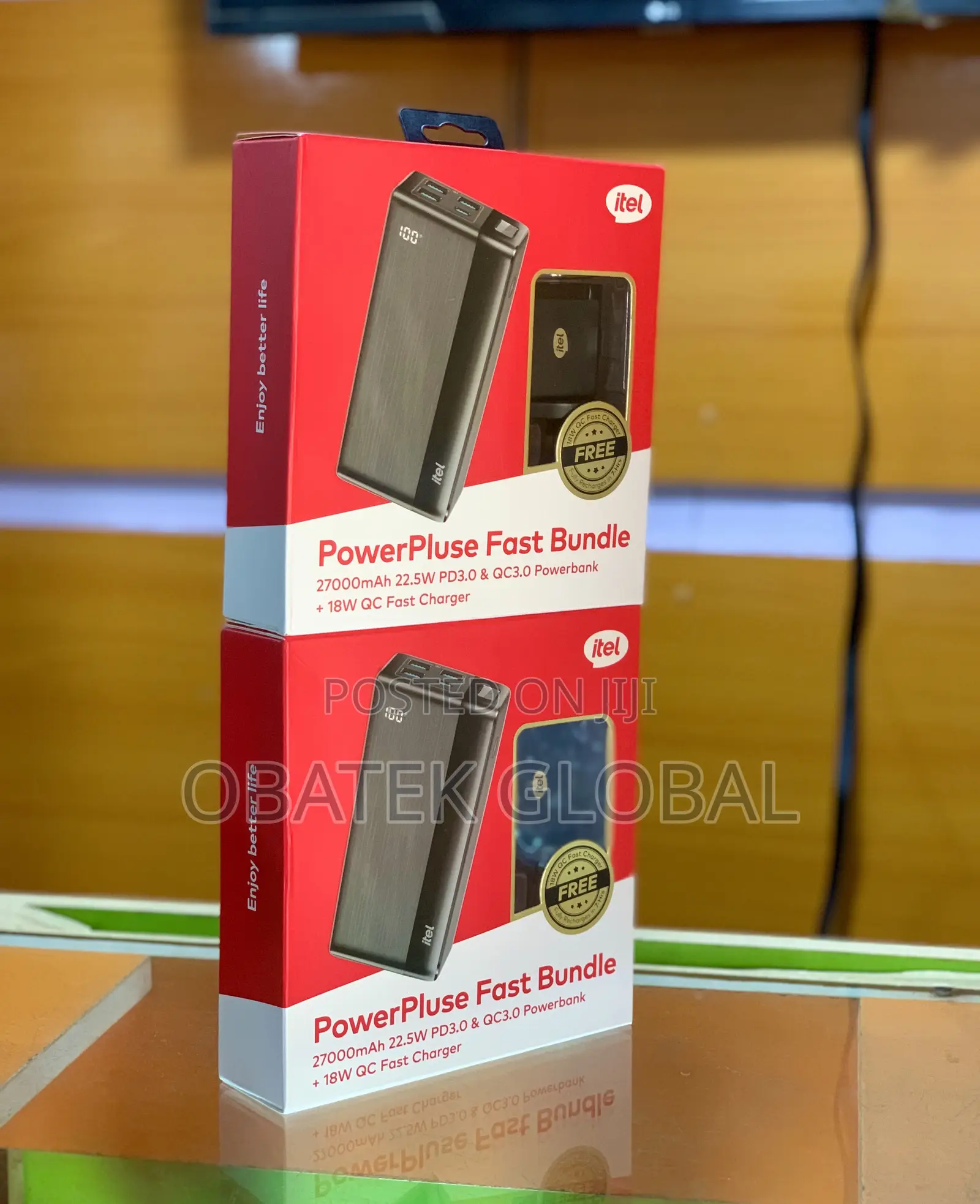Itel 27,000mah, 22.5W Powerbank With 18watts Fast Charger