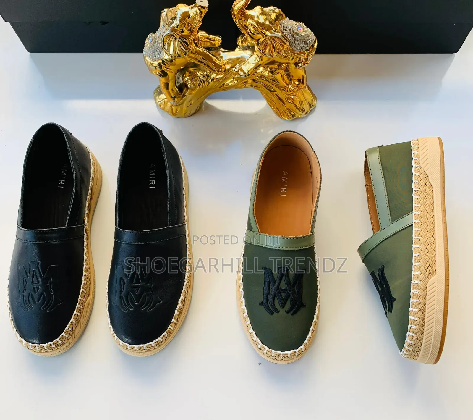 Amiri Espadrille Shoes in Green and Black Colour