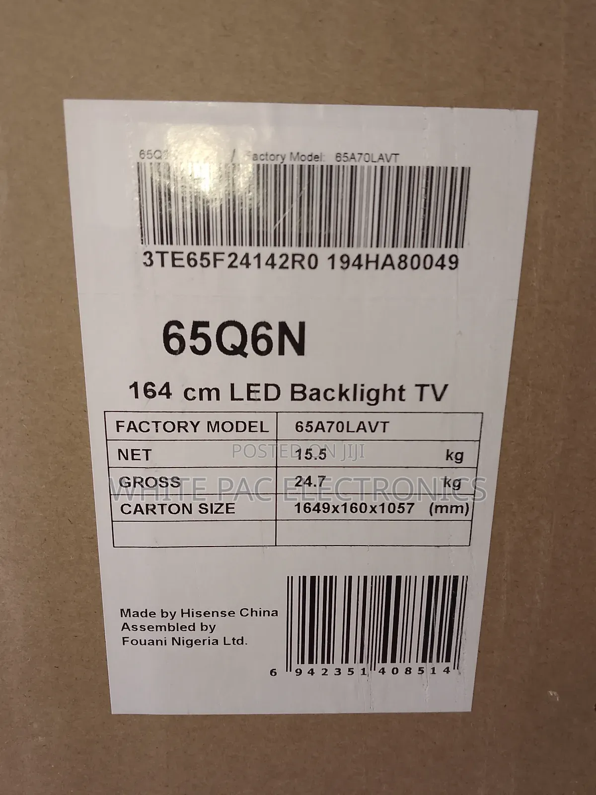 2025 >Hisense 65"Inch Qled Flameless Smart Tv >Netflix Wifi