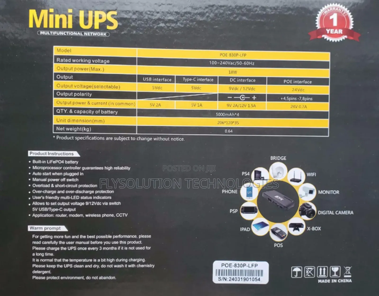 Dc Ups 12v Router Power Bank Lifepo4 20000mah - Ske 830p
