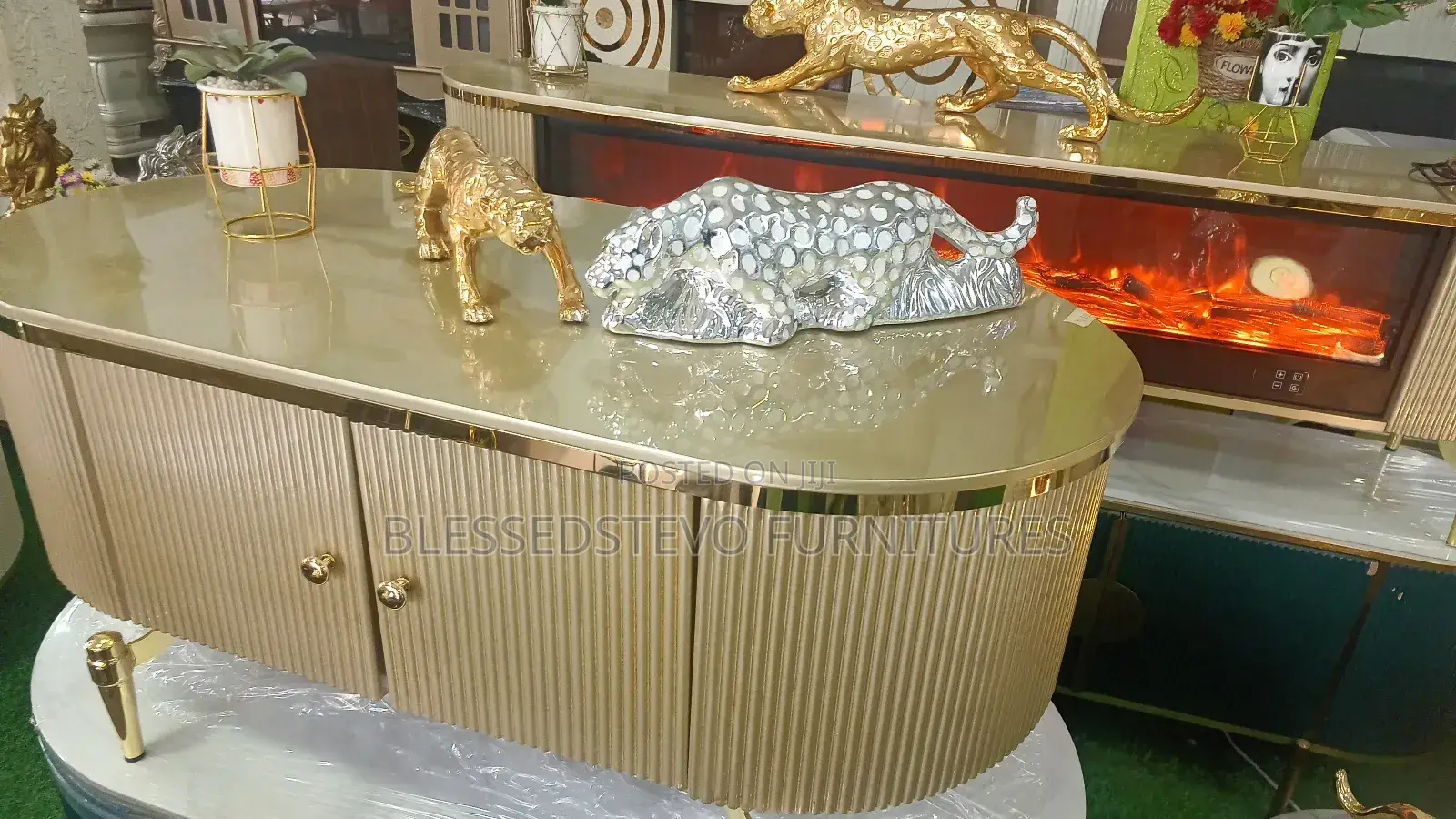 Gold Center Table and Tv Stand