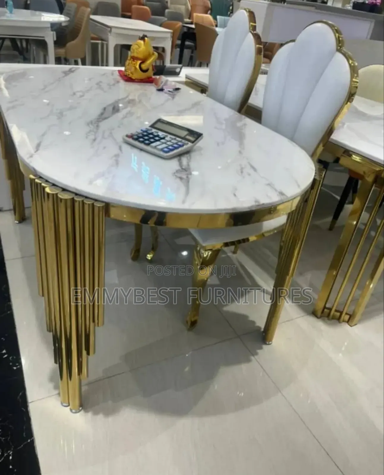 Brand New Golden Marble Top Dinning Sets, 6 Seaters.