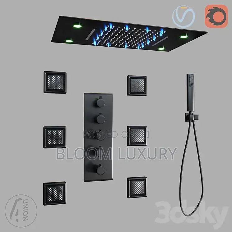 Thermostatic Luxury Rainfall Conduit Shower With Body Jets