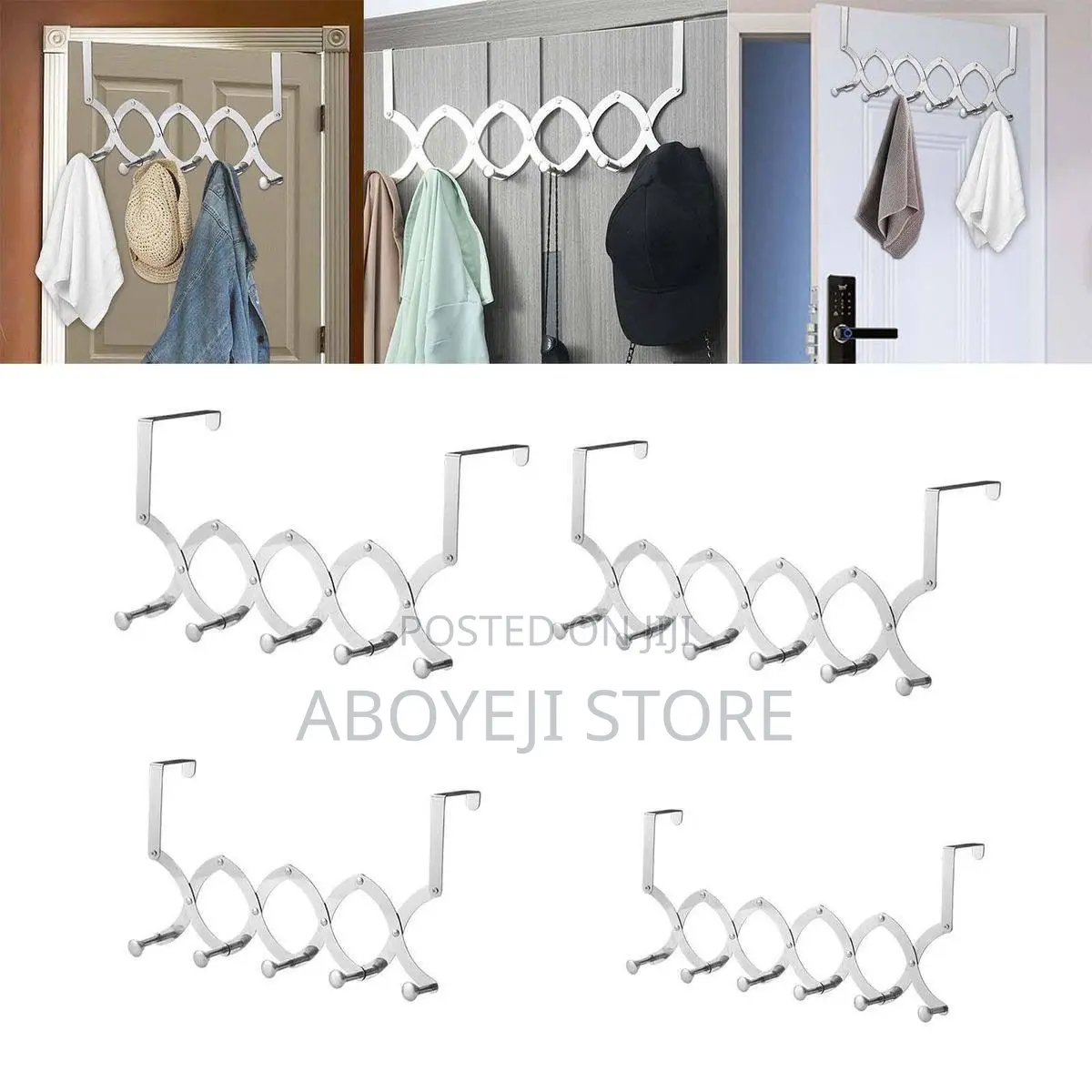 Retractable Metal Coat Hanger, Adjustable Door Hook Clothes