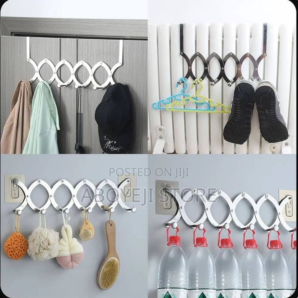 Retractable Metal Coat Hanger, Adjustable Door Hook Clothes