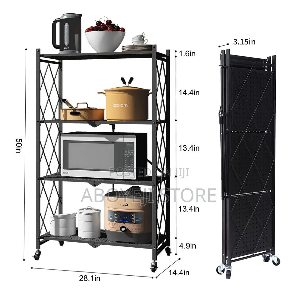 4 and 5 Tier Foldable Storage Shelves Heavy Duty,