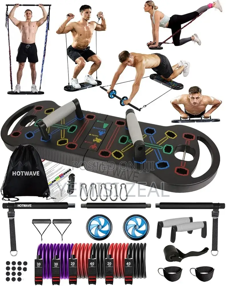 Push Up Board, Ab Wheel and Resistance Band